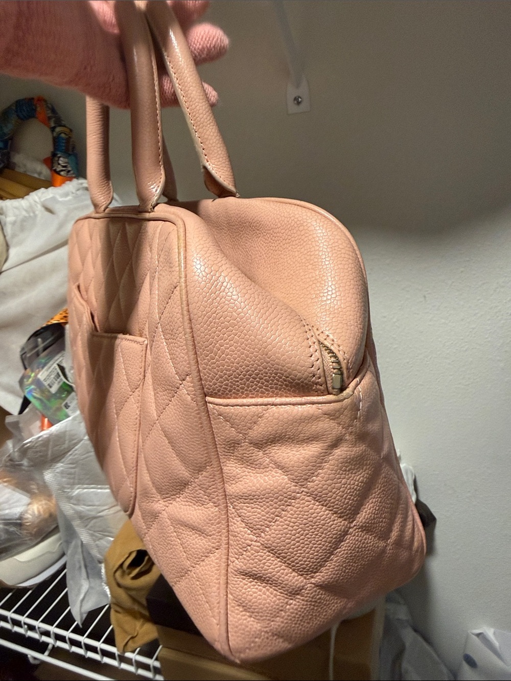 Chanel pink quilted caviar leather bowling bag - Picture 16 of 17